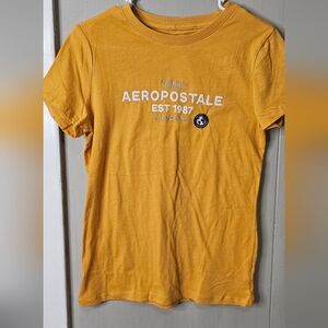 Aeropostale Mustard Yellow Graphic Tee - Est. 1987 Varsity Logo